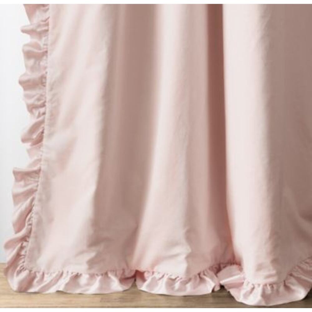 RH Baby & Child Washed Velvet Ruffle Drapery TWO Panels (2) | Pink | 50"W x 94 L - Picture 2 of 11